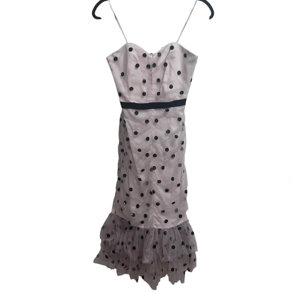 NEW NWT Marchesa Notte Strapless Sequin Polka Dot Tulle Dress